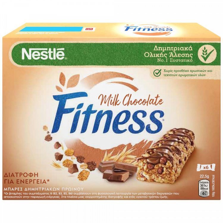 Nestle Fitness Μπάρες Δημητριακών Delice Σοκολάτα Γάλακτος 6x22,5gr