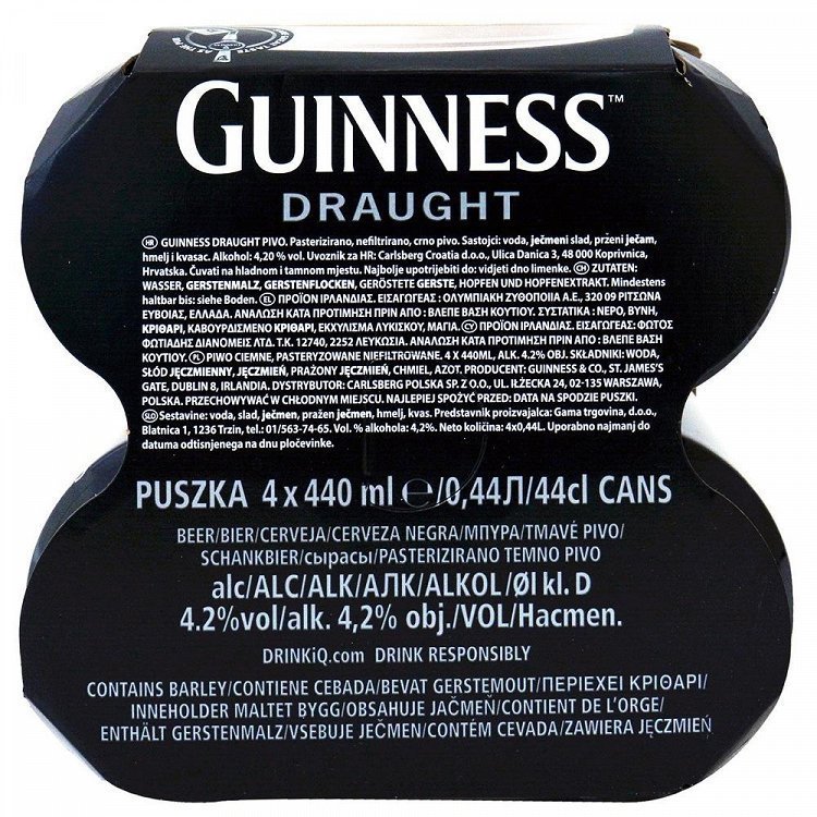 Guinness Μαύρη Μπύρα Κουτί 4x440ml