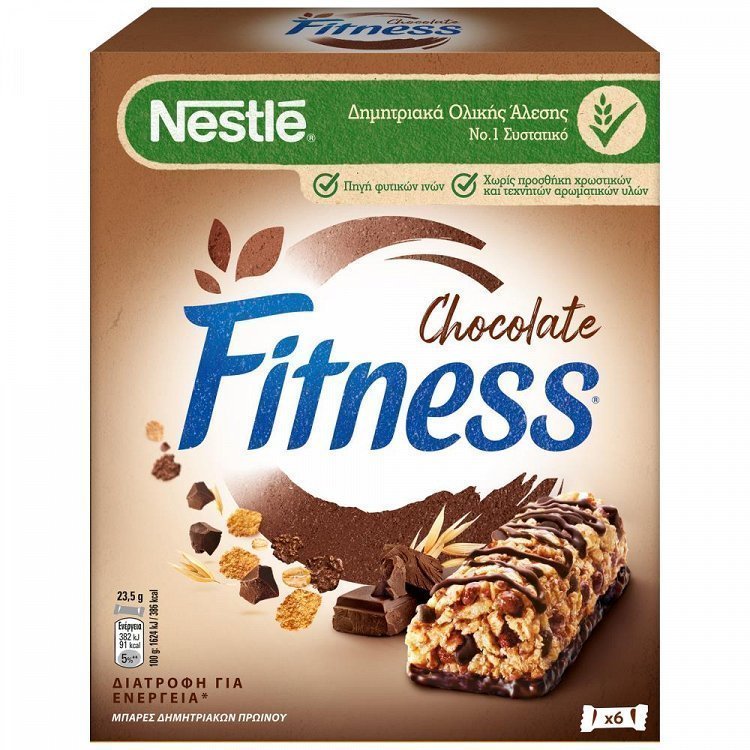 Nestle Fitness Μπάρες Δημητριακών Σοκολάτα 6x23,5gr