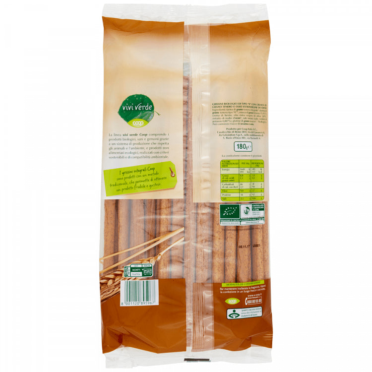 Vivi Verde Κριτσίνια Ολικής Άλεσης Biologico 180gr