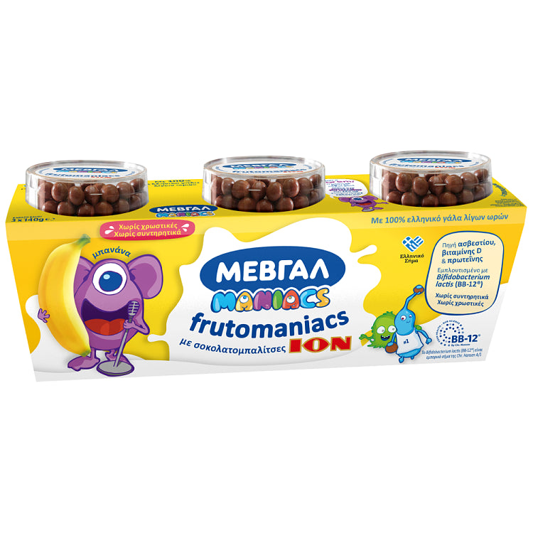 Μεβγάλ Frutomaniacs Επιδόρπιο Γιαουρτιού Μπανάνα-Σοκολάτα 3x140gr