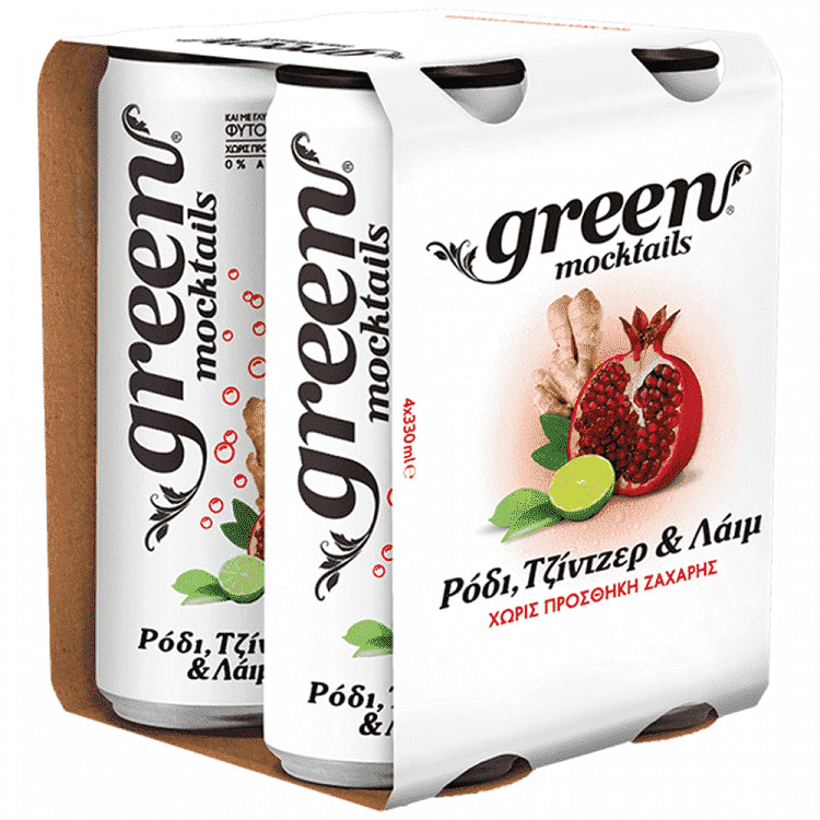 Green Mocktails Ρόδι & Τζίντζερ & Λαιμ 4x330ml