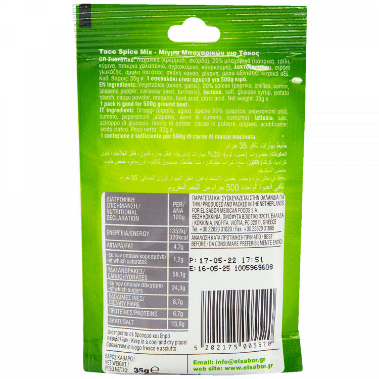 El Sabor Μείγμα Για Taco 35gr