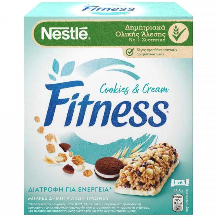 Nestle Fitness Μπάρες Δημητριακών Cookies & Cream 6x23,5gr