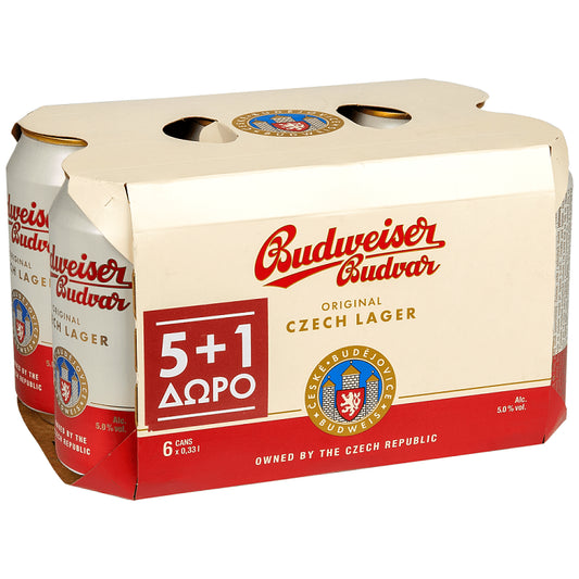 Budweiser Budvar Μπύρα Κουτί 330ml 5+1 Δώρο