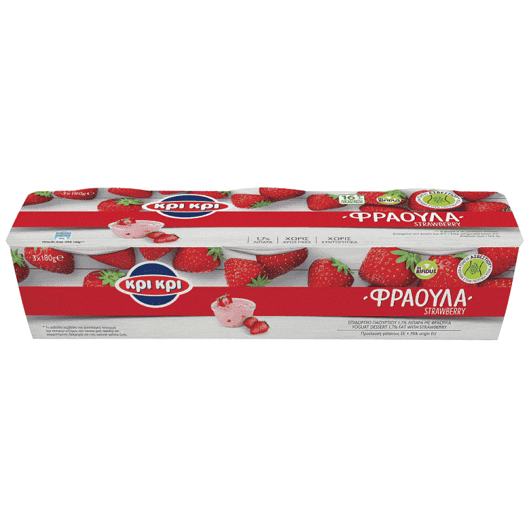 Κρι Κρι Επιδόρπιο Γιαουρτιού Φράουλα 3x180gr