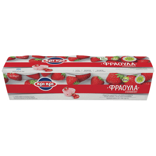 Κρι Κρι Επιδόρπιο Γιαουρτιού Φράουλα 3x180gr