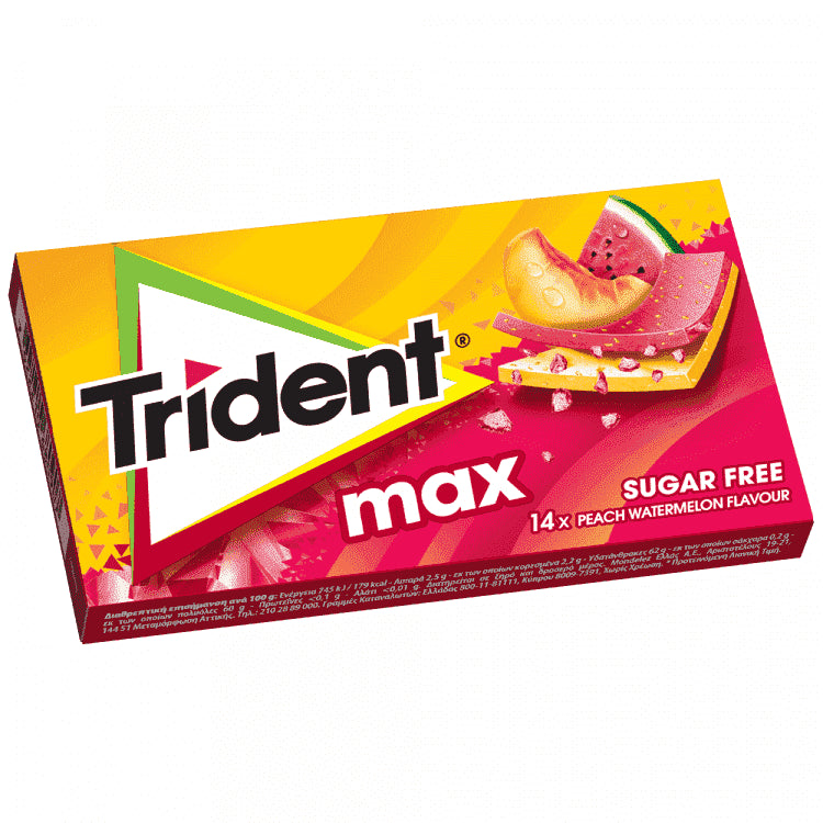 Trident Max Τσίχλα Ροδάκινο & Καρπούζι 27gr