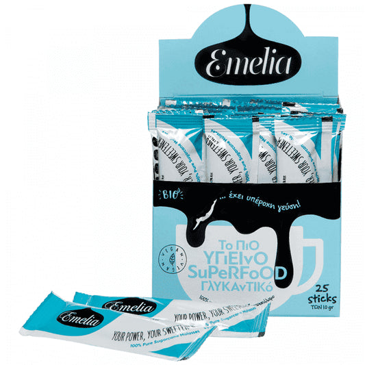 Emelia Μελάσα Από Ζαχαροκάλαμο Sticks 25 x 10gr 250gr