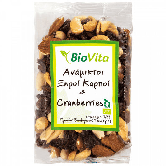 Biovita Ανάμικτοι Ξηροί Καρποί Ψημένοι & Κράνμπερι Bio 150gr