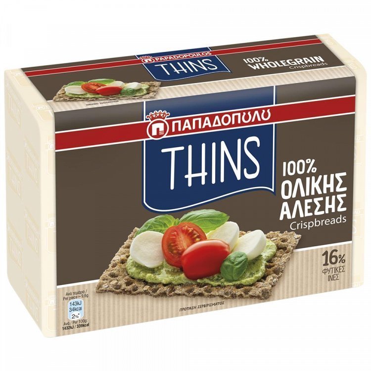 Παπαδοπούλου Thins Ολικής Άλεσης 250gr
