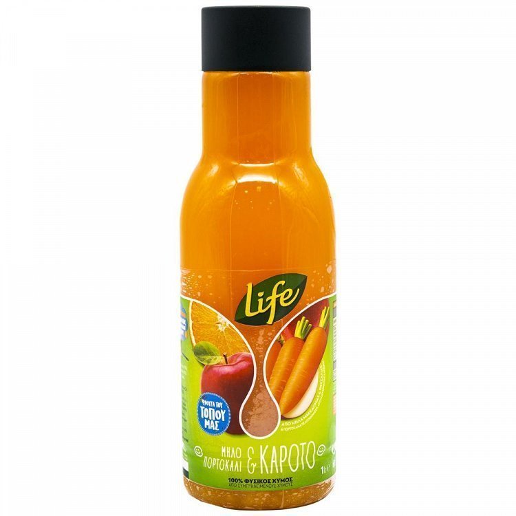 Life Χυμός Μήλο-Πορτοκάλι-Καρότο Μπουκάλι 1lt