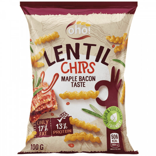 Oho Chips Από Φακή Γεύση Μπεϊκον & Σφένδαμο 100gr