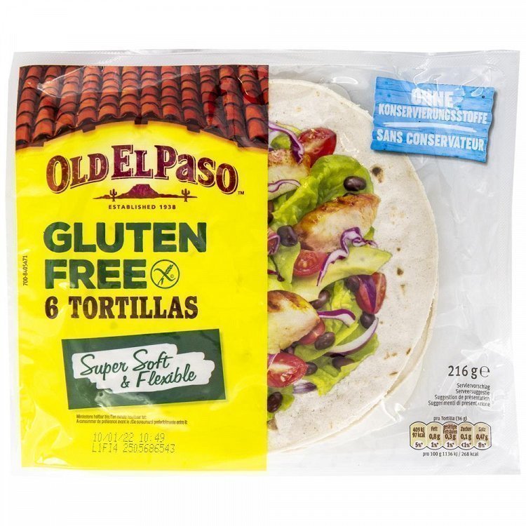 Old El Paso Tortillas Χωρίς Γλουτένη 6τμχ 216gr