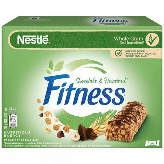 Nestle Fitness Μπάρες Δημητριακών Chocolate Hazelnut 6x22,5gr