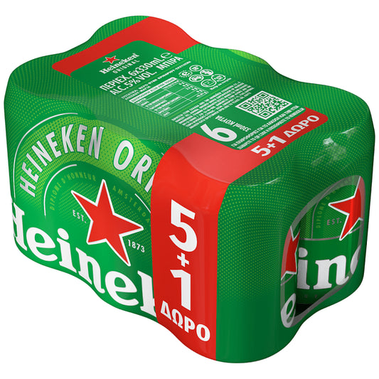 Heineken Μπίρα Κουτί 330ml 5+1 Δώρο