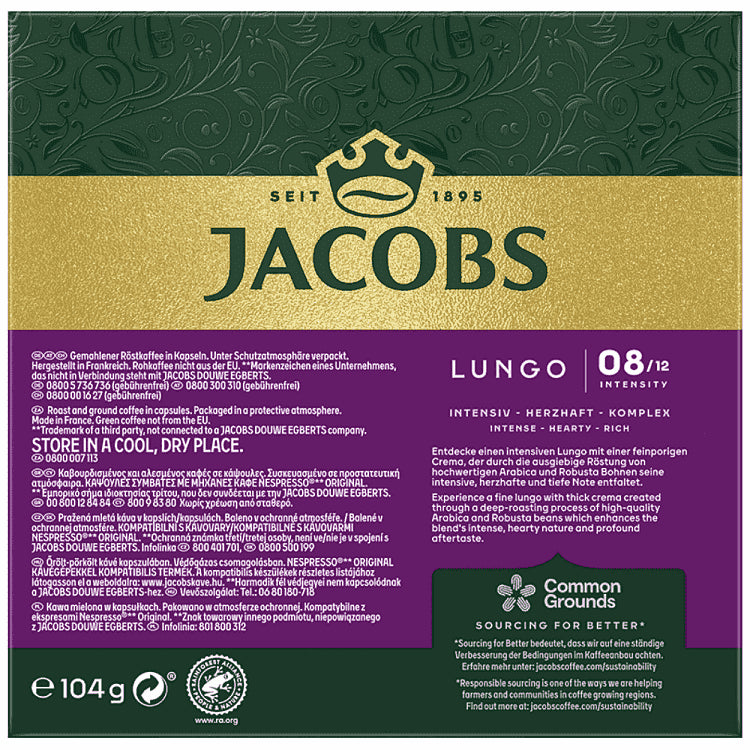 JACOBS Lungo Intenso Kάψουλες Συμβατές Με Μηχανές Nespresso* 20τεμ