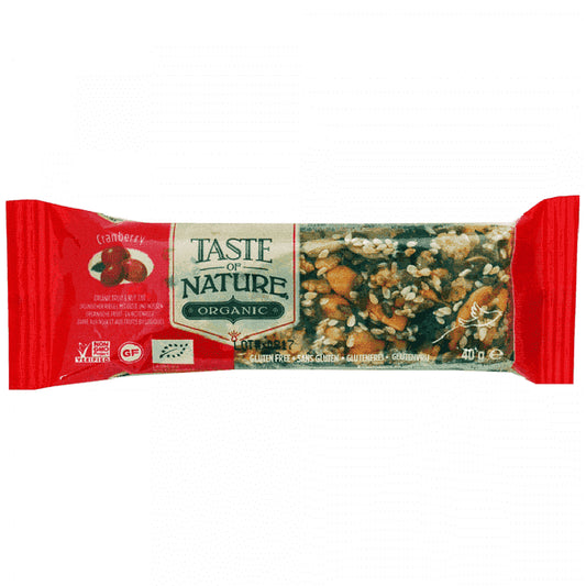 Taste Of Nature Μπάρα Με Κράνμπερις Χωρίς Γλουτένη 40gr