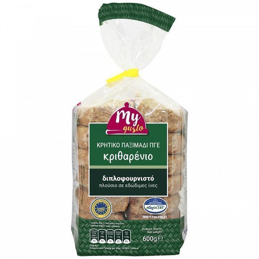 My Gusto Παξιμάδι Κριθαρένιο Κρητικό Π.Γ.Ε. 600gr