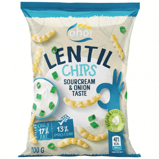 Oho Chips Από Φακή Γεύση Sour Cream & Κρεμμύδι 100gr