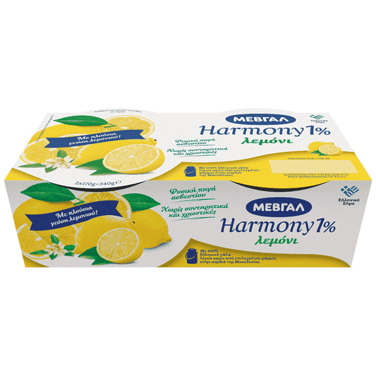 Μεβγάλ Harmony Επιδόρπιο Γιαουρτιού 1% Λεμόνι 2x170gr
