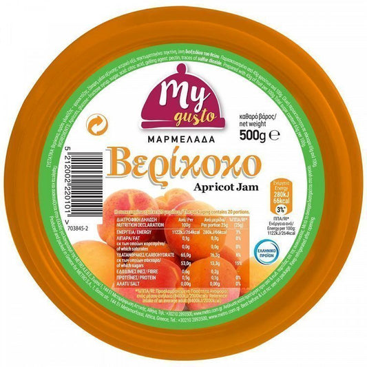 My Gusto Μαρμελάδα Βερύκοκο Πλαστικό Δοχείο 500gr