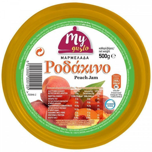 My Gusto Μαρμελάδα Ροδάκινο Πλαστικό Δοχείο 500gr