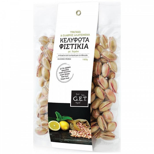 Get Φυστίκι Κελυφωτό Αλατισμένο Με Λεμόνι 160gr