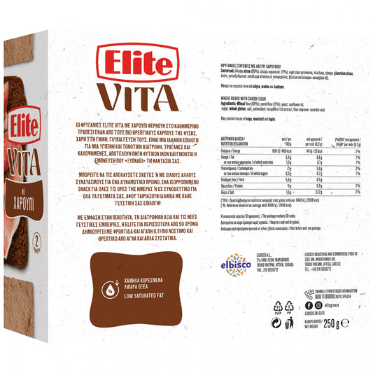 Elite Φρυγανιές Με Χαρούπι 250gr