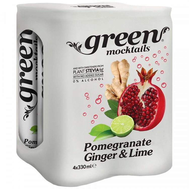 Green Mocktails Ρόδι & Τζίντζερ & Λαιμ 4x330ml