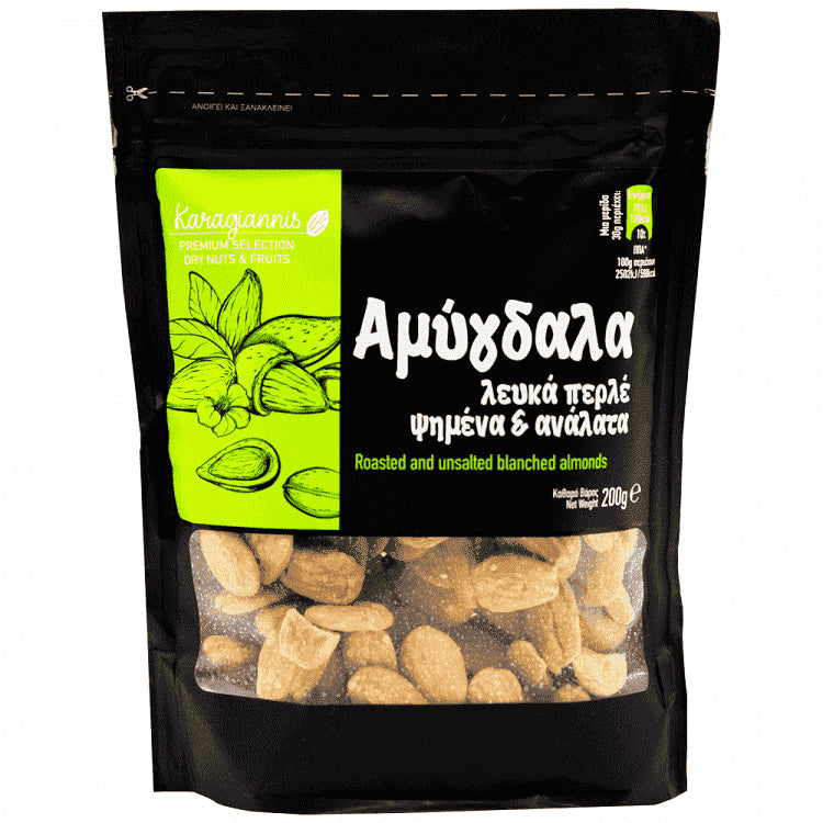 Αμύγδαλα Premium Λευκά Περλέ Ψημένα Ανάλατα ΕΕ 200gr