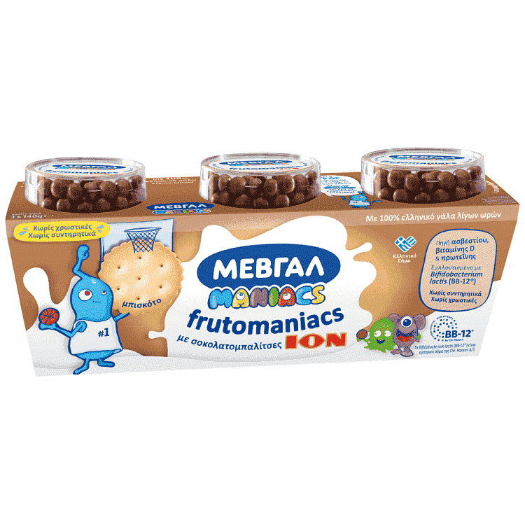 Μεβγάλ Frutomaniacs Επιδόρπιο Γιαουρτιού Μπισκότο-Σοκολάτα 3x140gr