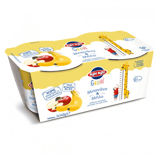 Κρι Κρι Babies Grow Επιδόρπιο Μπανάνα Μήλο 2x140gr